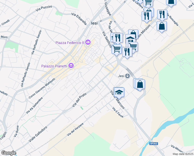 map of restaurants, bars, coffee shops, grocery stores, and more near 47 Galleria della Sima in Jesi