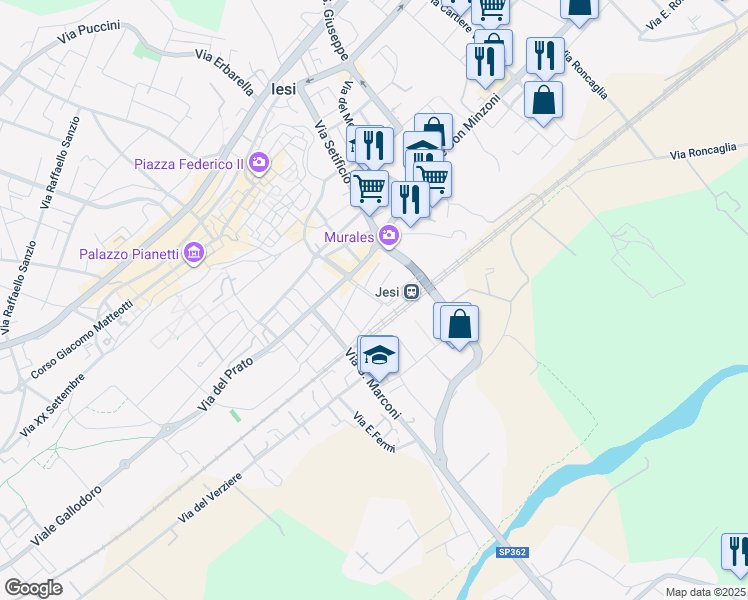 map of restaurants, bars, coffee shops, grocery stores, and more near 1 Via IV Novembre in Jesi