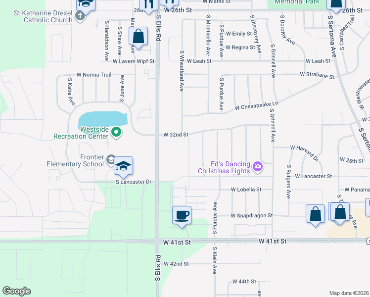 map of restaurants, bars, coffee shops, grocery stores, and more near 7900 West 32nd Street in Sioux Falls