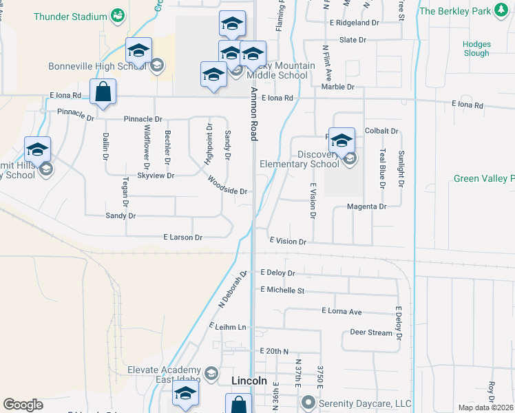 map of restaurants, bars, coffee shops, grocery stores, and more near 2785 North Ammon Road in Idaho Falls