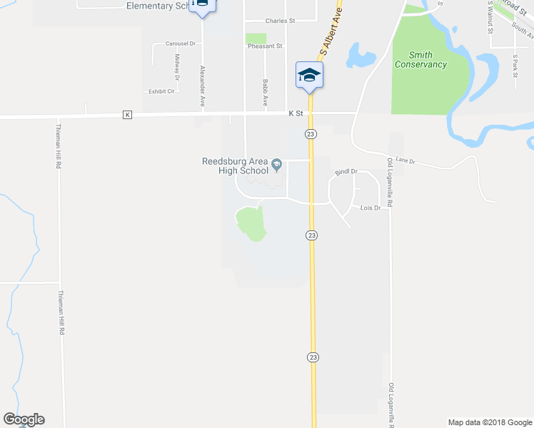 map of restaurants, bars, coffee shops, grocery stores, and more near 1100 South Albert Avenue in Reedsburg