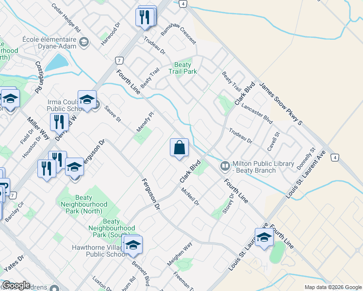 map of restaurants, bars, coffee shops, grocery stores, and more near 858 Shepherd Place in Milton