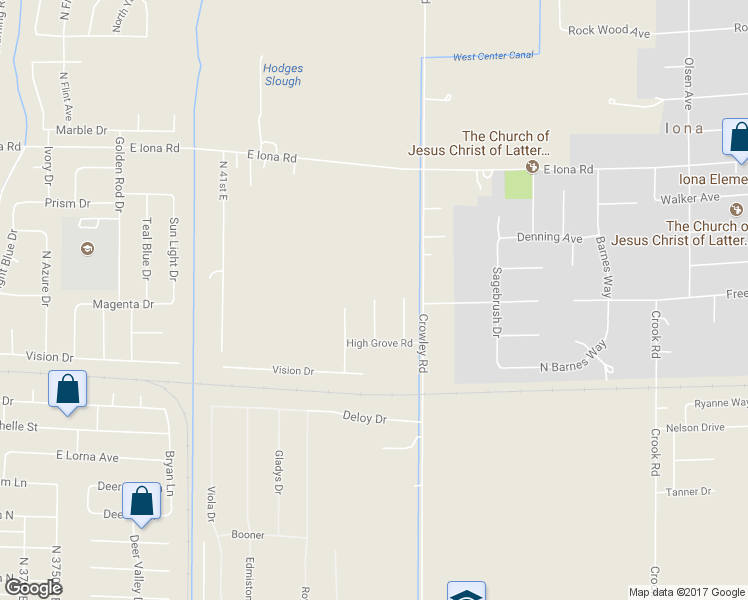map of restaurants, bars, coffee shops, grocery stores, and more near Sable Chase Road in Idaho Falls