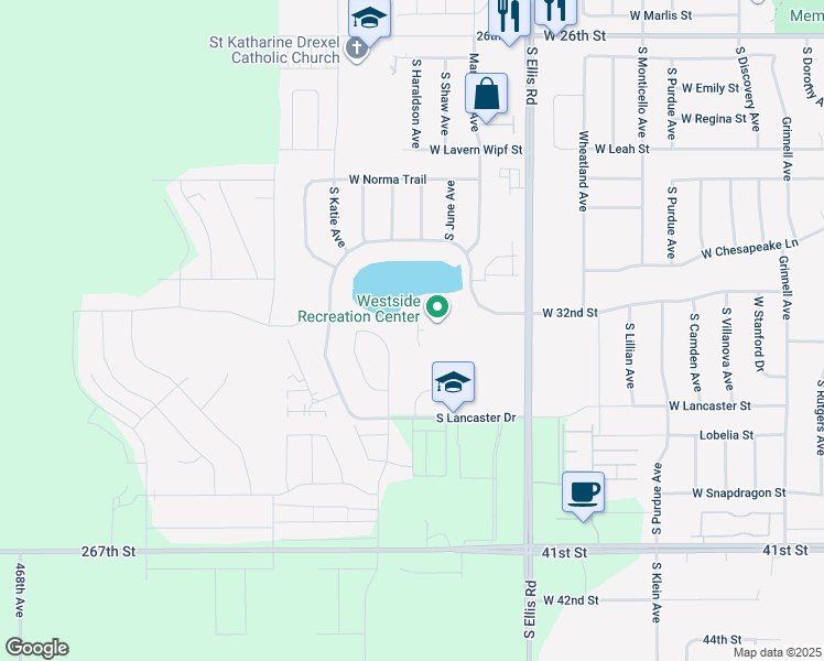 map of restaurants, bars, coffee shops, grocery stores, and more near W Broek Dr in Sioux Falls