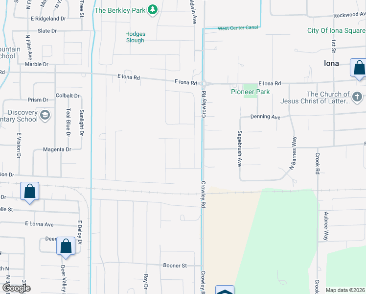 map of restaurants, bars, coffee shops, grocery stores, and more near Sable Chase Road in Idaho Falls