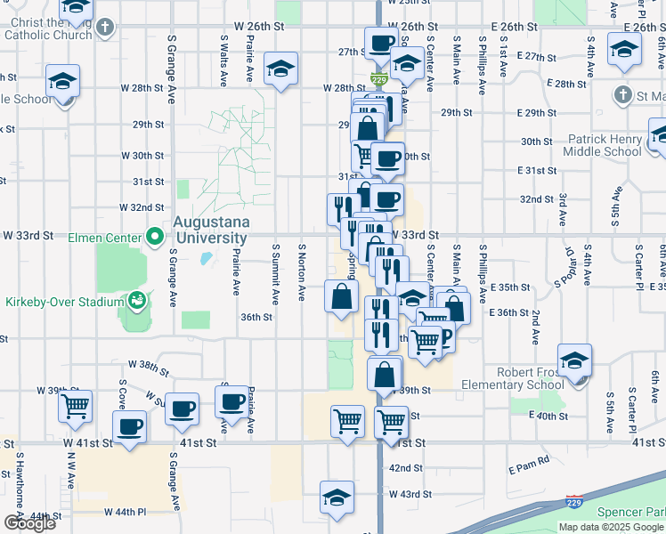map of restaurants, bars, coffee shops, grocery stores, and more near 2516 South Duluth Avenue in Sioux Falls