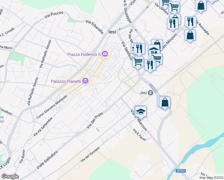 map of restaurants, bars, coffee shops, grocery stores, and more near 47 Galleria della Sima in Jesi