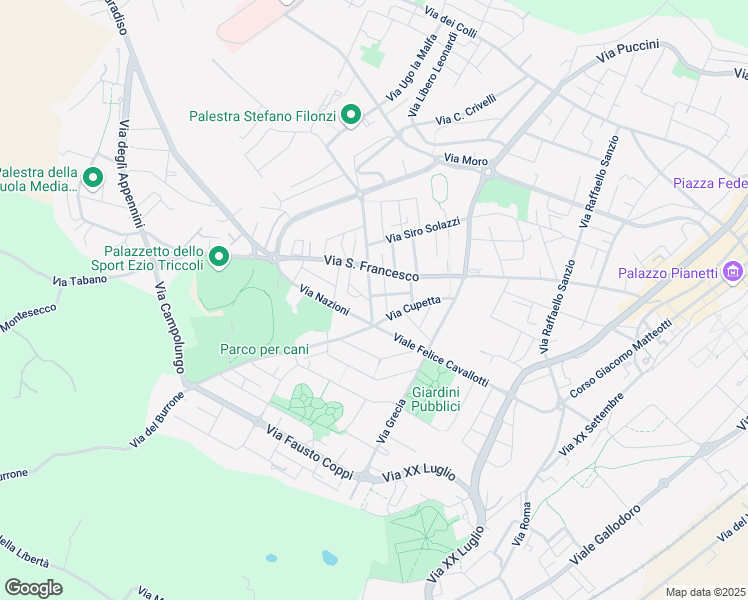 map of restaurants, bars, coffee shops, grocery stores, and more near 2 Largo Europa in Jesi