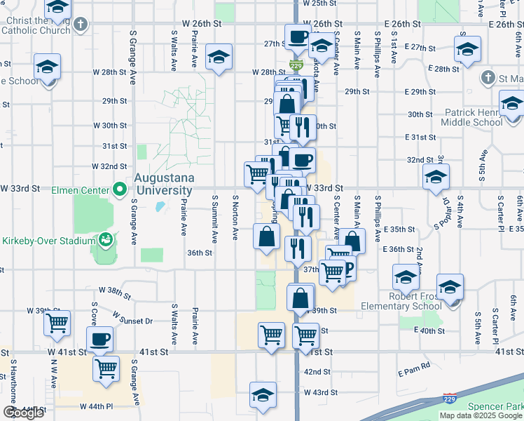 map of restaurants, bars, coffee shops, grocery stores, and more near 2516 South Duluth Avenue in Sioux Falls