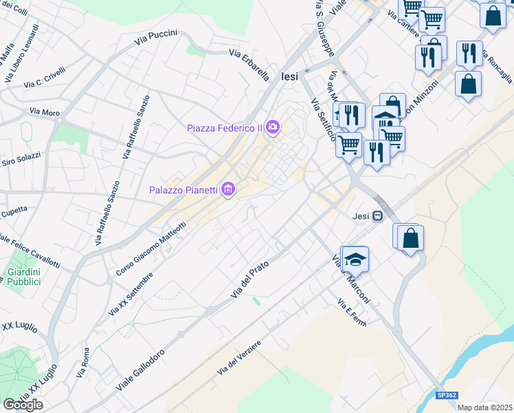 map of restaurants, bars, coffee shops, grocery stores, and more near 3 Via del Lavatoio in Jesi