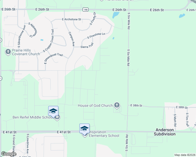 map of restaurants, bars, coffee shops, grocery stores, and more near 7300 East 41st Street in Sioux Falls