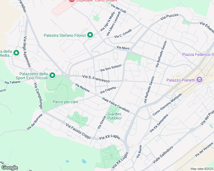 map of restaurants, bars, coffee shops, grocery stores, and more near 9 Via Cupetta in Jesi