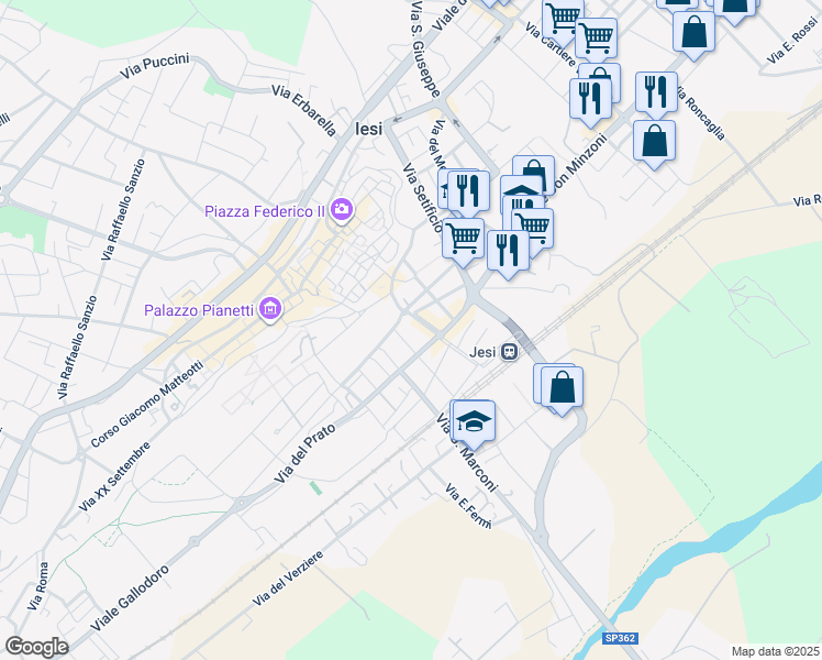map of restaurants, bars, coffee shops, grocery stores, and more near 4BIS Via Antonio Colocci in Jesi