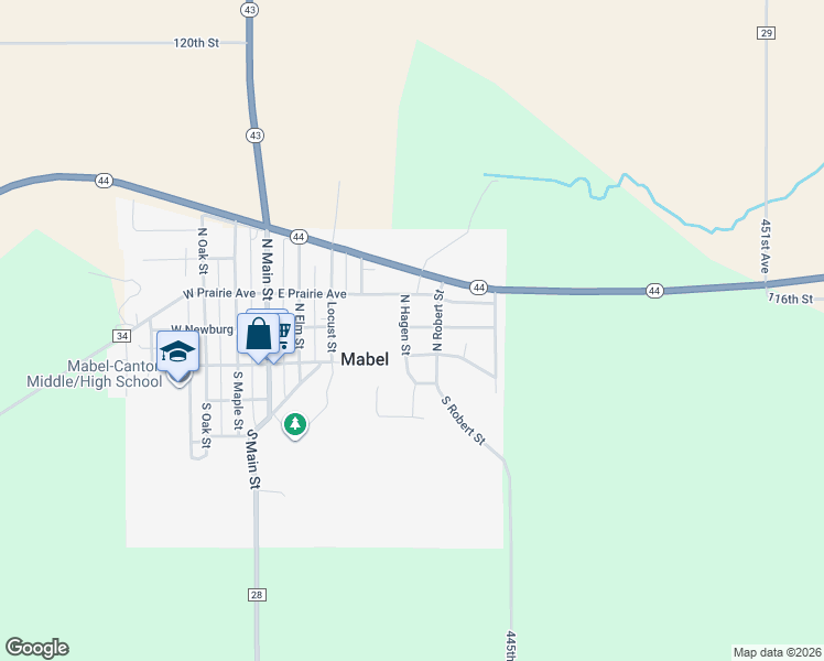 map of restaurants, bars, coffee shops, grocery stores, and more near 501 Fillmore Avenue in Mabel