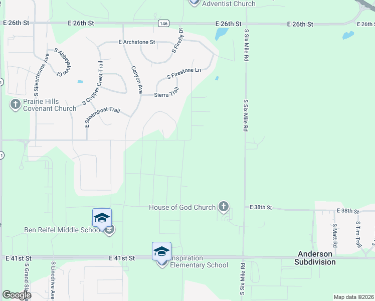map of restaurants, bars, coffee shops, grocery stores, and more near 7300 East 41st Street in Sioux Falls