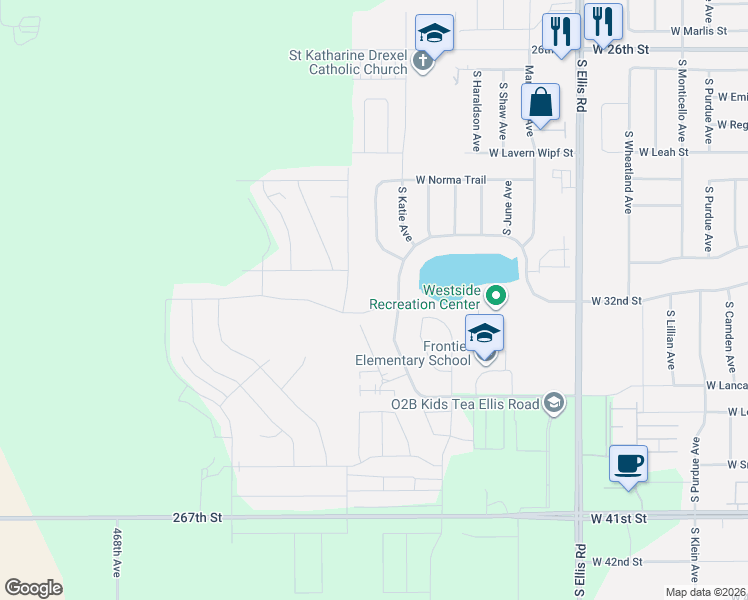 map of restaurants, bars, coffee shops, grocery stores, and more near 2401 Lancaster Drive in Sioux Falls