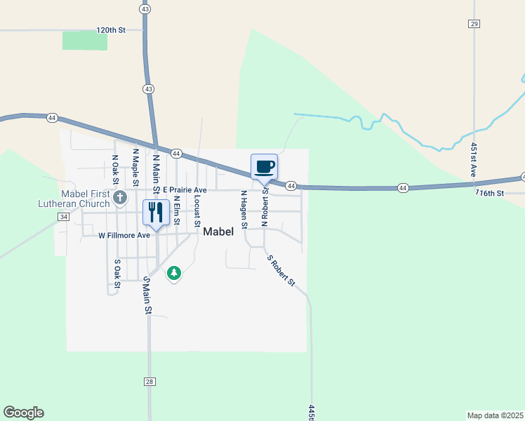 map of restaurants, bars, coffee shops, grocery stores, and more near 501 Fillmore Avenue in Mabel
