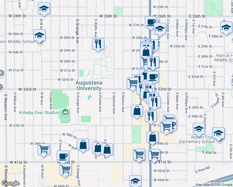 map of restaurants, bars, coffee shops, grocery stores, and more near in Sioux Falls