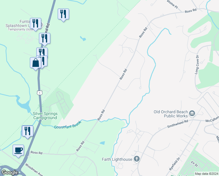 map of restaurants, bars, coffee shops, grocery stores, and more near 146 Ross Road in Old Orchard Beach