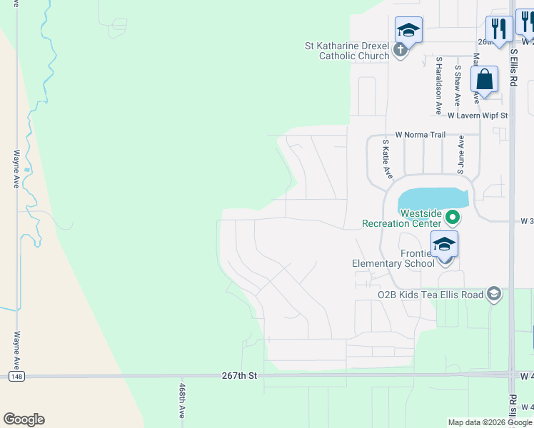 map of restaurants, bars, coffee shops, grocery stores, and more near 9404 Karmya Circle in Sioux Falls
