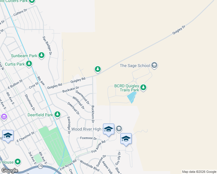 map of restaurants, bars, coffee shops, grocery stores, and more near 1430 Fox Acres Road in Hailey