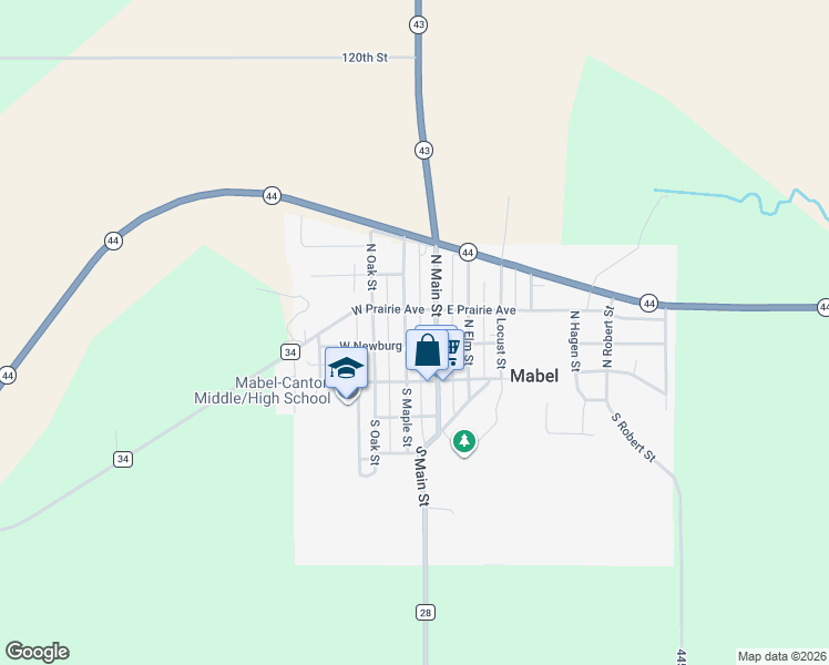 map of restaurants, bars, coffee shops, grocery stores, and more near in Mabel