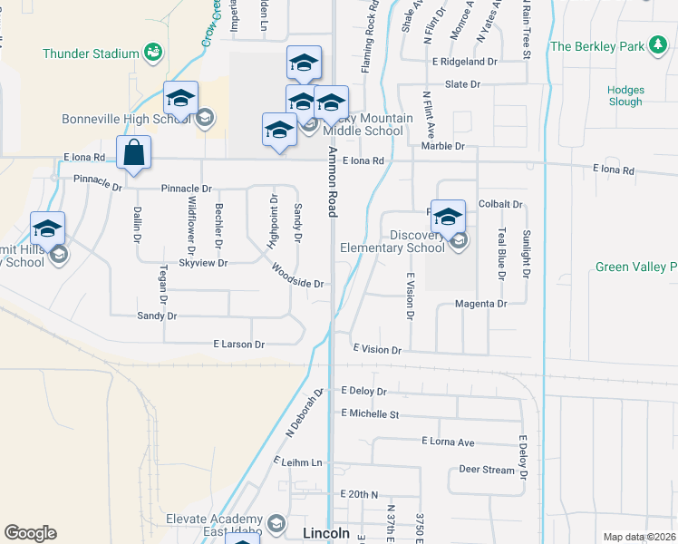 map of restaurants, bars, coffee shops, grocery stores, and more near 2761-2963 Ammon Road in Idaho Falls