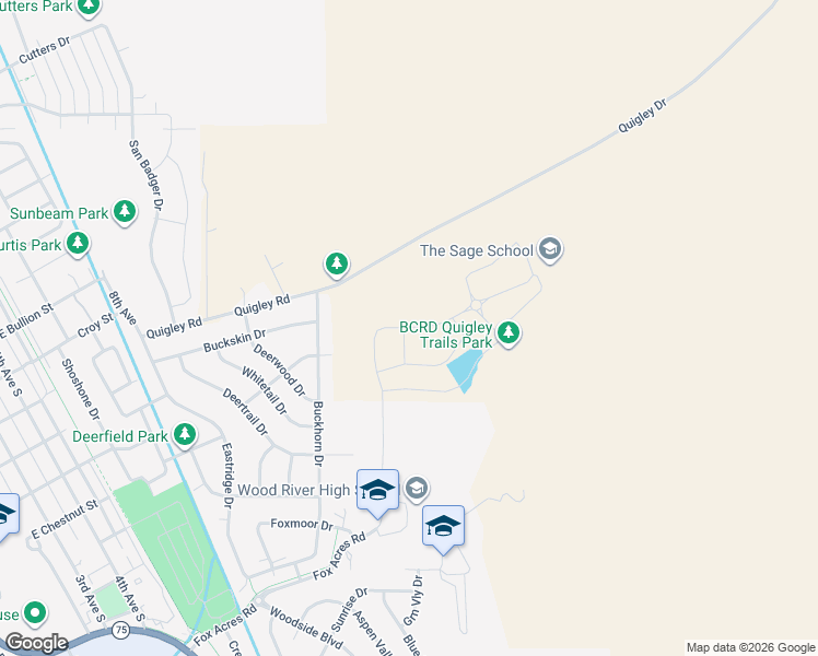 map of restaurants, bars, coffee shops, grocery stores, and more near National Forest Development Road 115 in Hailey