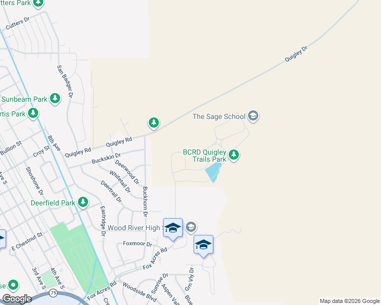 map of restaurants, bars, coffee shops, grocery stores, and more near National Forest Development Road 115 in Hailey