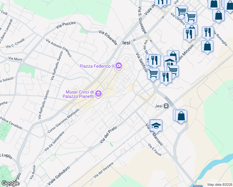map of restaurants, bars, coffee shops, grocery stores, and more near 8 Piazza Angelo Colocci in Jesi
