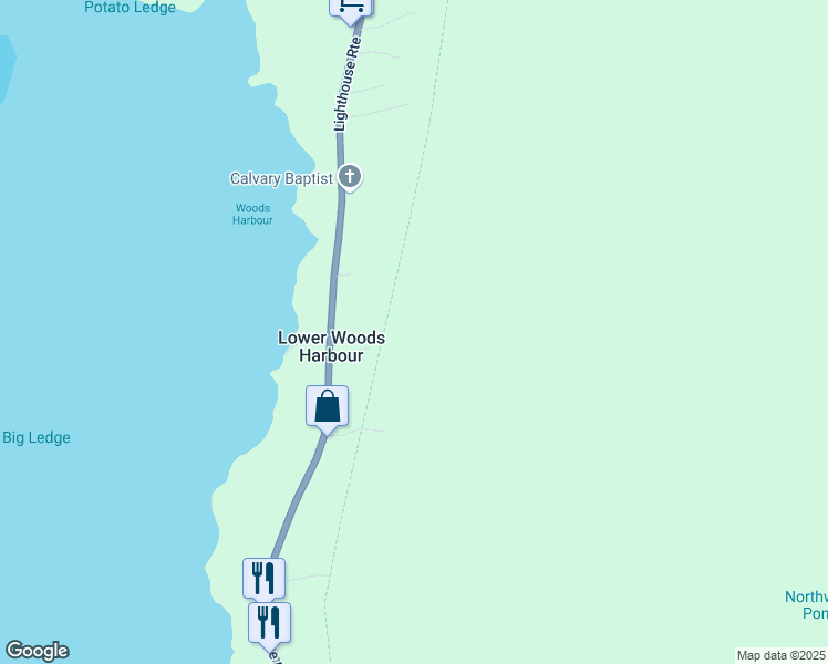 map of restaurants, bars, coffee shops, grocery stores, and more near in Lower Woods Harbour