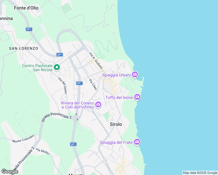 map of restaurants, bars, coffee shops, grocery stores, and more near 3 Via Pichi in Sirolo