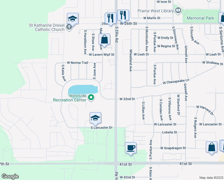 map of restaurants, bars, coffee shops, grocery stores, and more near 8716 West 32nd Street in Sioux Falls