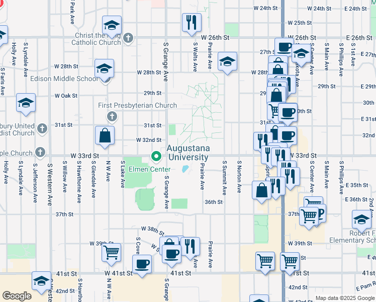 map of restaurants, bars, coffee shops, grocery stores, and more near South Summit Avenue in Sioux Falls