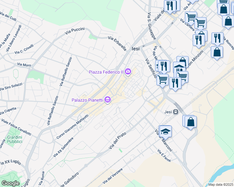 map of restaurants, bars, coffee shops, grocery stores, and more near 14 Arco del Magistrato in Jesi