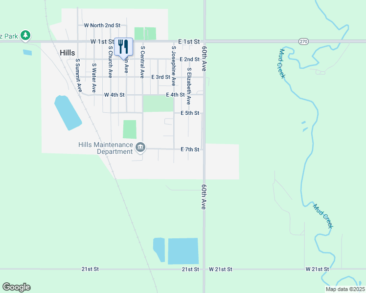 map of restaurants, bars, coffee shops, grocery stores, and more near 403 East 7th Street in Hills