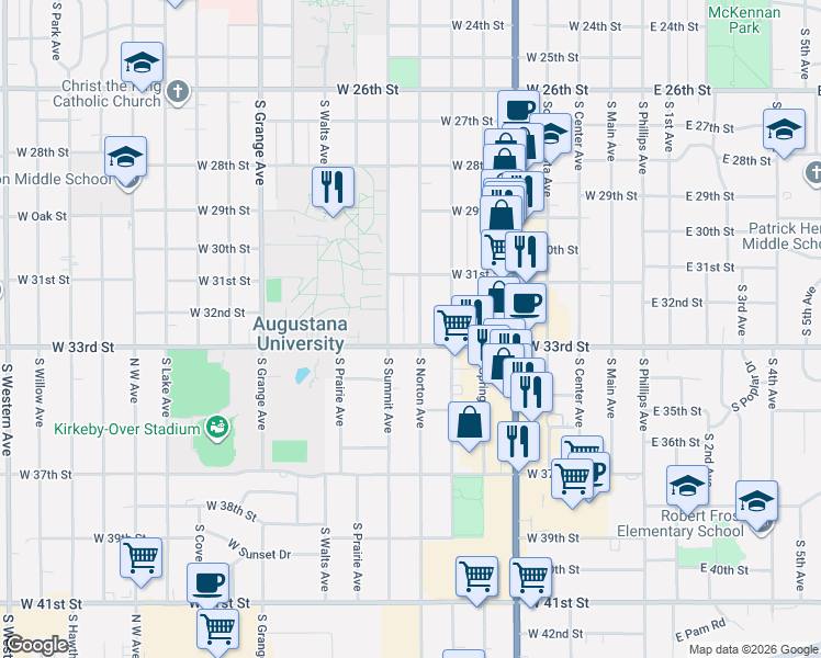 map of restaurants, bars, coffee shops, grocery stores, and more near 2420 South Norton Avenue in Sioux Falls