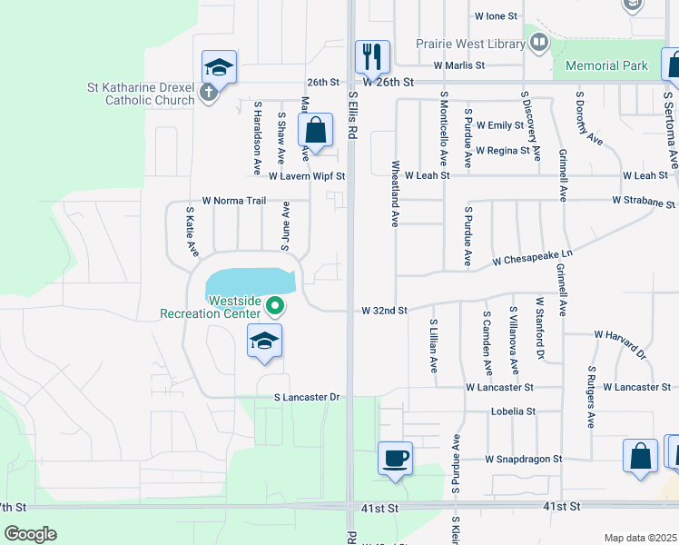map of restaurants, bars, coffee shops, grocery stores, and more near 8716 West 32nd Street in Sioux Falls