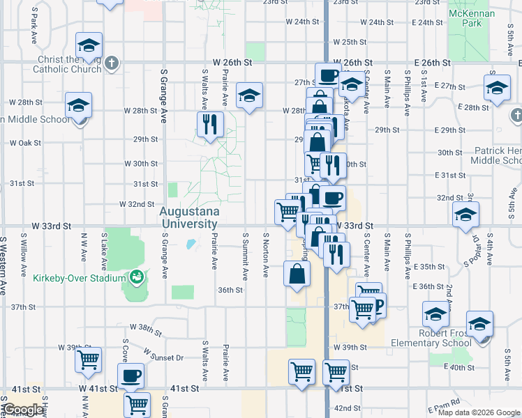 map of restaurants, bars, coffee shops, grocery stores, and more near 2420 South Norton Avenue in Sioux Falls