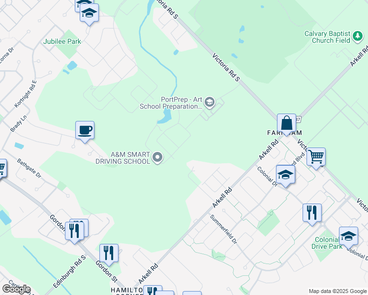map of restaurants, bars, coffee shops, grocery stores, and more near 35 Jell Street in Guelph