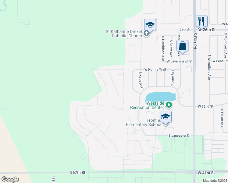 map of restaurants, bars, coffee shops, grocery stores, and more near 9260 West Norma Trail in Sioux Falls
