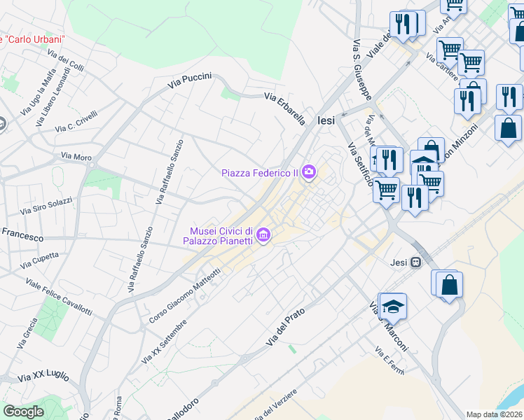 map of restaurants, bars, coffee shops, grocery stores, and more near in Provincia di Ancona