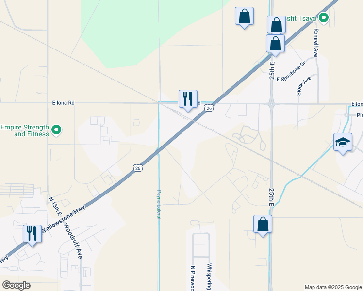 map of restaurants, bars, coffee shops, grocery stores, and more near 2105 Industrial Boulevard in Idaho Falls