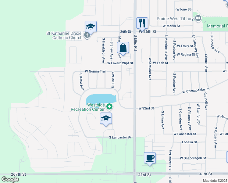 map of restaurants, bars, coffee shops, grocery stores, and more near 8909 West 32nd Street in Sioux Falls