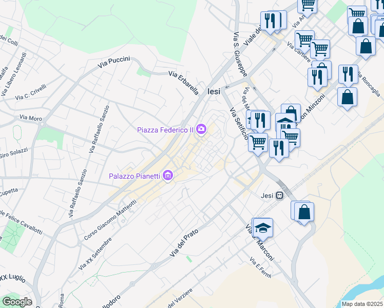 map of restaurants, bars, coffee shops, grocery stores, and more near 8 Piazza Angelo Colocci in Jesi