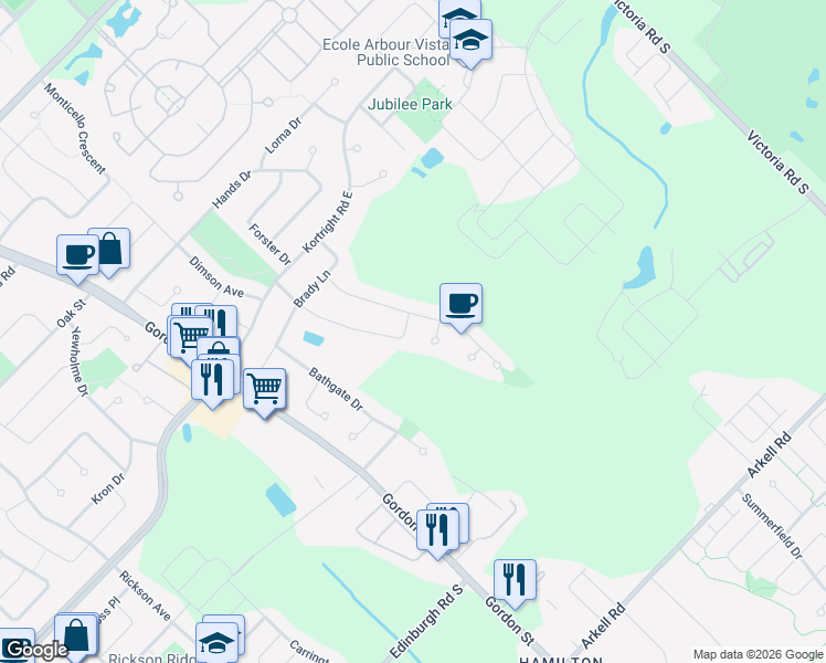 map of restaurants, bars, coffee shops, grocery stores, and more near 28 Robin Road in Guelph