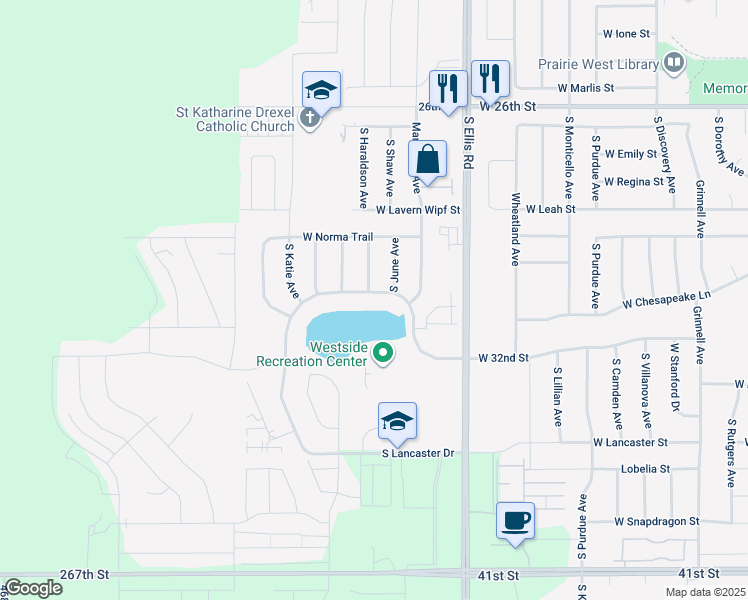 map of restaurants, bars, coffee shops, grocery stores, and more near 8909 West 32nd Street in Sioux Falls