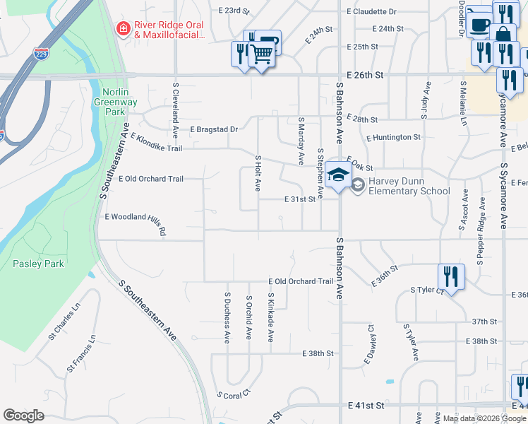 map of restaurants, bars, coffee shops, grocery stores, and more near 3304 E 31st St in Sioux Falls