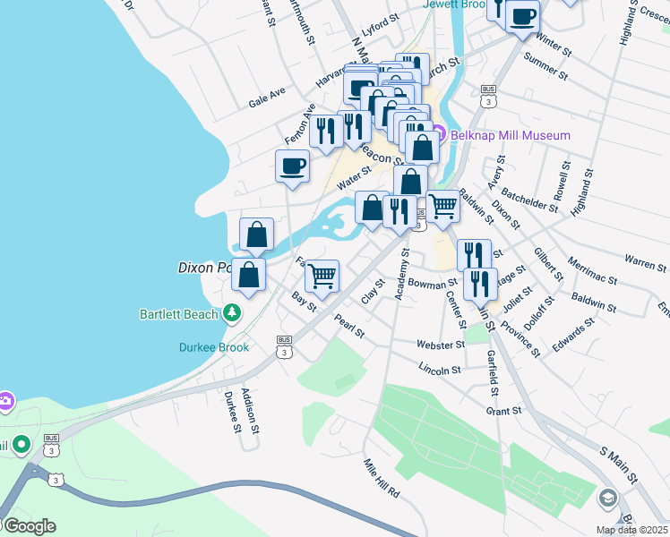map of restaurants, bars, coffee shops, grocery stores, and more near 99 Cook Ct in Laconia