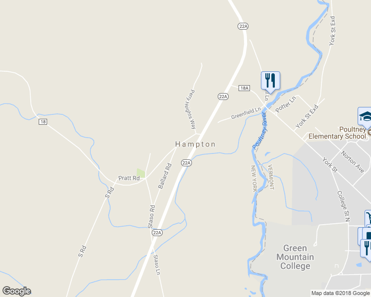 map of restaurants, bars, coffee shops, grocery stores, and more near 2520 County Road 18 in Hampton